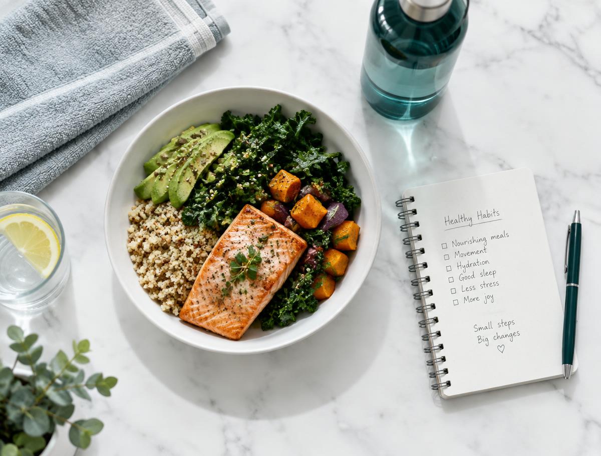 Balanced meal with fresh ingredients
